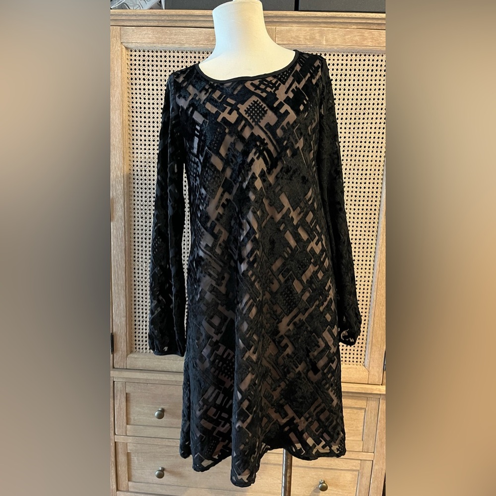 Vintage I. Magnin silk and velvet dress